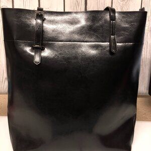 Kattee Black Leather Tote Bag   **